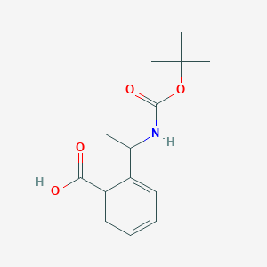Chemical structure of 2-(1-((tert-Butoxycarbonyl)amino)ethyl)benzoic acid