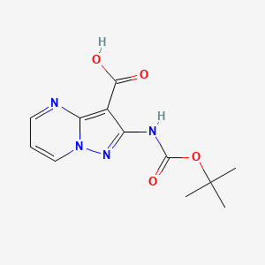 Chemical structure of 2-((tert-Butoxycarbonyl)amino)pyrazolo[1,5-a]pyrimidine-3-carboxylic acid