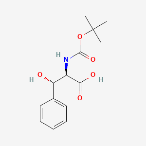 Chemical structure of 2-((tert-Butoxycarbonyl)amino)-3-hydroxy-3-phenylpropanoic acid