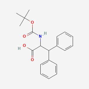 Chemical structure of 2-Boc-amino-3,3-diphenyl propionic acid