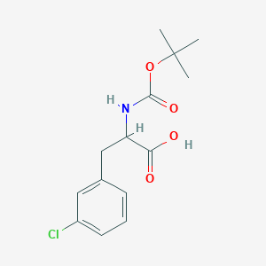Chemical structure of 2-((tert-Butoxycarbonyl)amino)-3-(3-chlorophenyl)propanoic acid