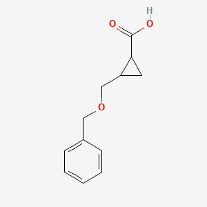 Chemical structure of 2-((Benzyloxy)methyl)cyclopropanecarboxylic acid