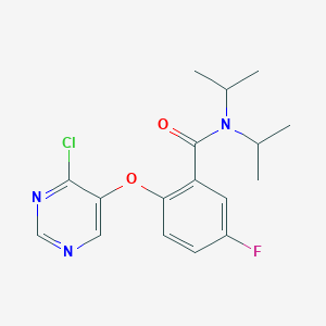 Chemical structure of 2-((4-Chloropyrimidin-5-yl)oxy)-5-fluoro-N,N-diisopropylbenzamide