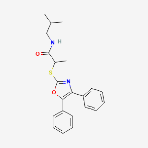 Chemical structure of 2-((4,5-Diphenyloxazol-2-yl)thio)-N-isobutylpropanamide