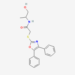 Chemical structure of 2-((4,5-Diphenyloxazol-2-yl)thio)-N-(1-hydroxypropan-2-yl)acetamide