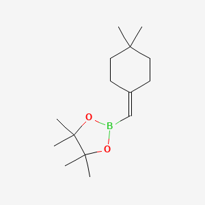 Chemical structure of 2-((4,4-dimethylcyclohexylidene)methyl)-4,4,5,5-tetramethyl-1,3,2-dioxaborolane