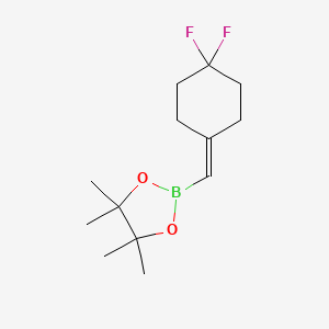 Chemical structure of 2-((4,4-difluorocyclohexylidene)methyl)-4,4,5,5-tetramethyl-1,3,2-dioxaborolane