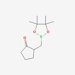Chemical structure of 2-((4,4,5,5-tetramethyl-1,3,2-dioxaborolan-2-yl)methyl)cyclopentanone