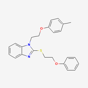 Chemical structure of 2-((2-phenoxyethyl)thio)-1-(2-(p-tolyloxy)ethyl)-1H-benzo[d]imidazole