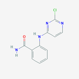 Chemical structure of 2-((2-Chloropyrimidin-4-yl)amino)benzamide