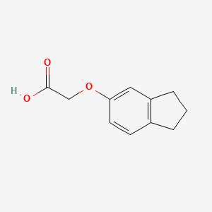 Chemical structure of 2-((2,3-Dihydro-1H-inden-5-yl)oxy)acetic acid