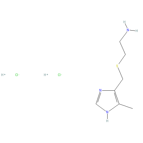 Chemical structure of 2-(((4-Methyl-1H-imidazol-5-yl)methyl)thio)ethanamine dihydrochloride