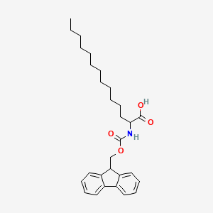 Chemical structure of 2-((((9H-Fluoren-9-yl)methoxy)carbonyl)amino)tetradecanoic acid