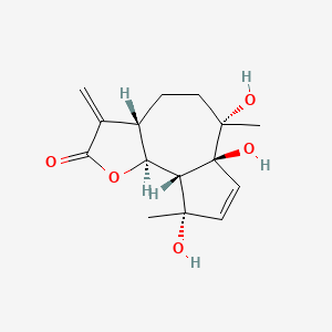 Chemical structure of 1α,4β,10β-Trihydroxyguaia-2,11(13)-dien-12,6α-olide