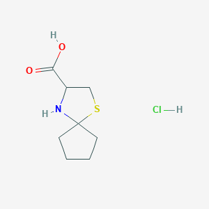 Chemical structure of 1-thia-4-azaspiro[4.4]nonane-3-carboxylic acid hydrochloride