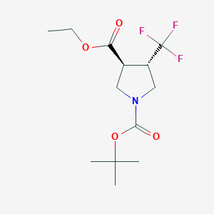 Chemical structure of 1-tert-butyl3-ethyltrans-4-(trifluoromethyl)pyrrolidine-1,3-dicarboxylate