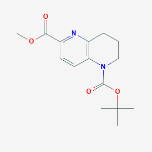 Chemical structure of 1-tert-Butyl 6-methyl 3,4-dihydro-1,5-naphthyridine-1,6(2H)-dicarboxylate