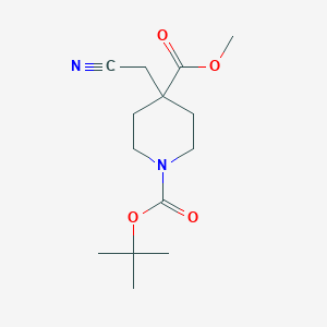 Chemical structure of 1-tert-Butyl 4-methyl 4-(cyanomethyl)piperidine-1,4-dicarboxylate