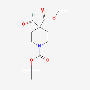 Chemical structure of 1-tert-Butyl 4-ethyl 4-formylpiperidine-1,4-dicarboxylate