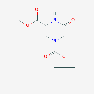 Chemical structure of 1-tert-Butyl 3-methyl 5-oxopiperazine-1,3-dicarboxylate