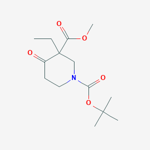Chemical structure of 1-tert-Butyl 3-methyl 3-ethyl-4-oxopiperidine-1,3-dicarboxylate