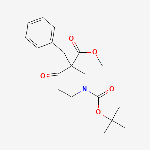Chemical structure of 1-tert-Butyl 3-methyl 3-benzyl-4-oxopiperidine-1,3-dicarboxylate
