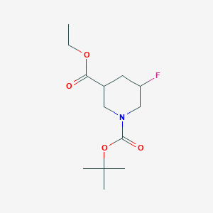Chemical structure of 1-tert-Butyl 3-ethyl 5-fluoropiperidine-1,3-dicarboxylate