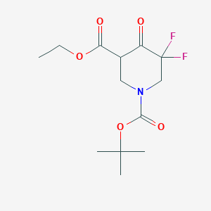 Chemical structure of 1-tert-Butyl 3-ethyl 5,5-difluoro-4-oxopiperidine-1,3-dicarboxylate