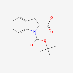 Chemical structure of 1-tert-Butyl 2-methyl indoline-1,2-dicarboxylate