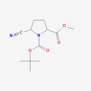 Chemical structure of 1-Tert-Butyl 2-Methyl 5-Cyanopyrrolidine-1,2-Dicarboxylate