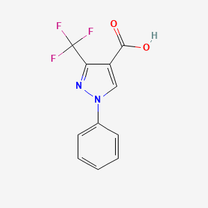 Chemical structure of 1-Phenyl-3-trifluoromethyl-1H-pyrazole-4-carboxylic acid
