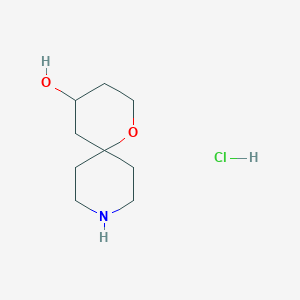Chemical structure of 1-Oxa-9-azaspiro[5.5]undecan-4-ol hydrochloride