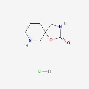 Chemical structure of 1-oxa-3,7-diazaspiro[4.5]decan-2-one hydrochloride