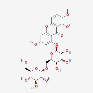 Chemical structure of 1-O-gentiobiosyl-3,7-dimethoxy-8-hydroxyxanthone