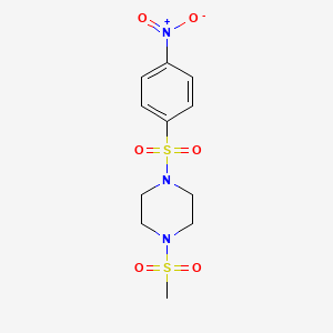 Chemical structure of 1-methylsulfonyl-4-(4-nitrophenyl)sulfonylpiperazine