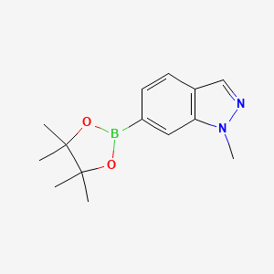 Chemical structure of 1-Methyl-6-(4,4,5,5-tetramethyl-1,3,2-dioxaborolan-2-yl)-1H-indazole