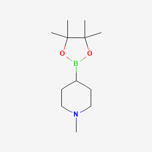 Chemical structure of 1-Methyl-4-(4,4,5,5-tetramethyl-1,3,2-dioxaborolan-2-yl)piperidine