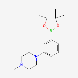 Chemical structure of 1-Methyl-4-(3-(4,4,5,5-tetramethyl-1,3,2-dioxaborolan-2-yl)phenyl)piperazine
