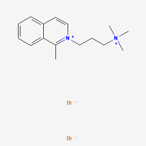 Chemical structure of 1-methyl-2-[3-(trimethylammonio)propyl]isoquinolinium dibromide