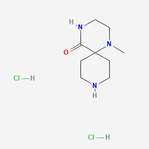 Chemical structure of 1-methyl-1,4,9-triazaspiro[5.5]undecan-5-one dihydrochloride