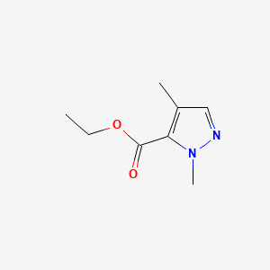 Chemical structure of Ethyl 1,4-dimethyl-1H-pyrazole-5-carboxylate