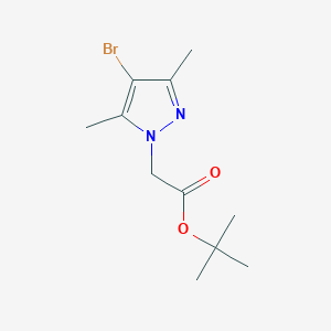 Chemical structure of tert-butyl 2-(4-bromo-3,5-dimethyl-1H-pyrazol-1-yl)acetate