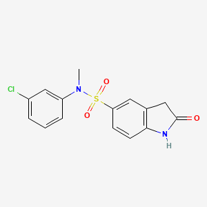 Chemical structure of 1H-Indole-5-sulfonamide, N-(3-chlorophenyl)-2,3-dihydro-N-methyl-2-oxo-
