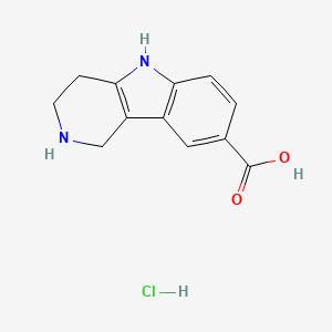 Chemical structure of 1H,2H,3H,4H,5H-Pyrido[4,3-b]indole-8-carboxylic acid hydrochloride