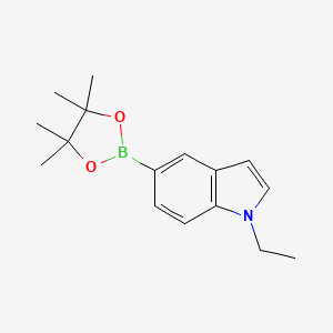 Chemical structure of 1-Ethyl-5-(4,4,5,5-tetramethyl-1,3,2-dioxaborolan-2-yl)-1H-indole