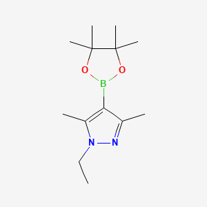 Chemical structure of 1-Ethyl-3,5-dimethyl-4-(4,4,5,5-tetramethyl-1,3,2-dioxaborolan-2-yl)-1H-pyrazole