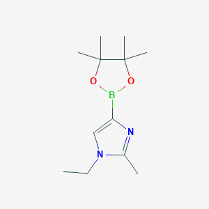 Chemical structure of 1-ethyl-2-methyl-4-(4,4,5,5-tetramethyl-1,3,2-dioxaborolan-2-yl)-1H-imidazole