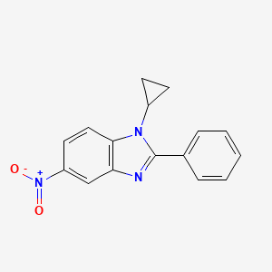 Chemical structure of 1-cyclopropyl-5-nitro-2-phenyl-1H-benzo[d]iMidazole