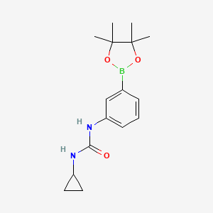 Chemical structure of 1-Cyclopropyl-3-(3-(4,4,5,5-tetramethyl-1,3,2-dioxaborolan-2-yl)phenyl)urea