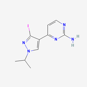 Chemical structure of 1-Cyclopentyl-3-iodo-1H-pyrazolo[3,4-d]pyrimidin-4-amine
